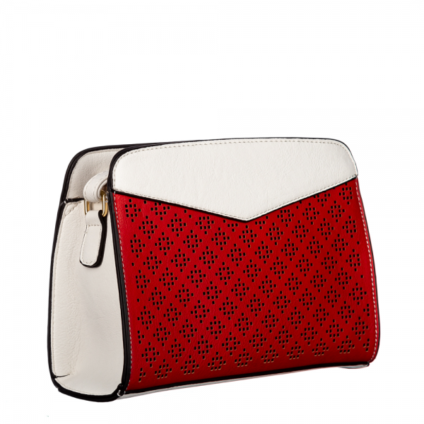 Γυναικεία τσάντα Perfa λευκό  με κόκκινο, 2 - Kalapod.gr